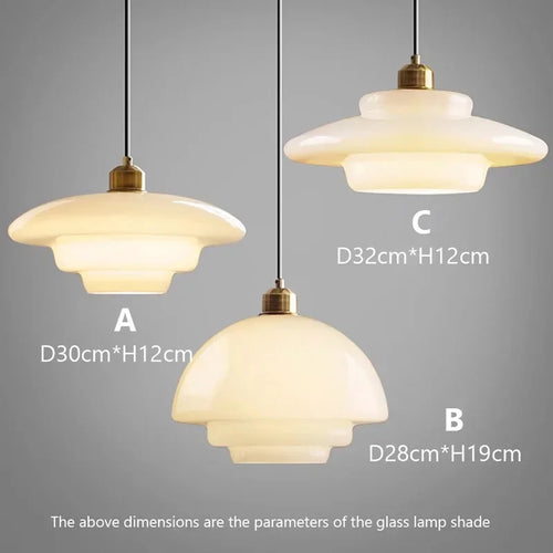 Modern Nordic style milk glass decorative pendant light - vue 5 sur 9