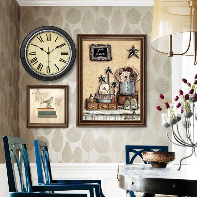 Nordic retro silent wall clock for stylish interior - vue 4 sur 15