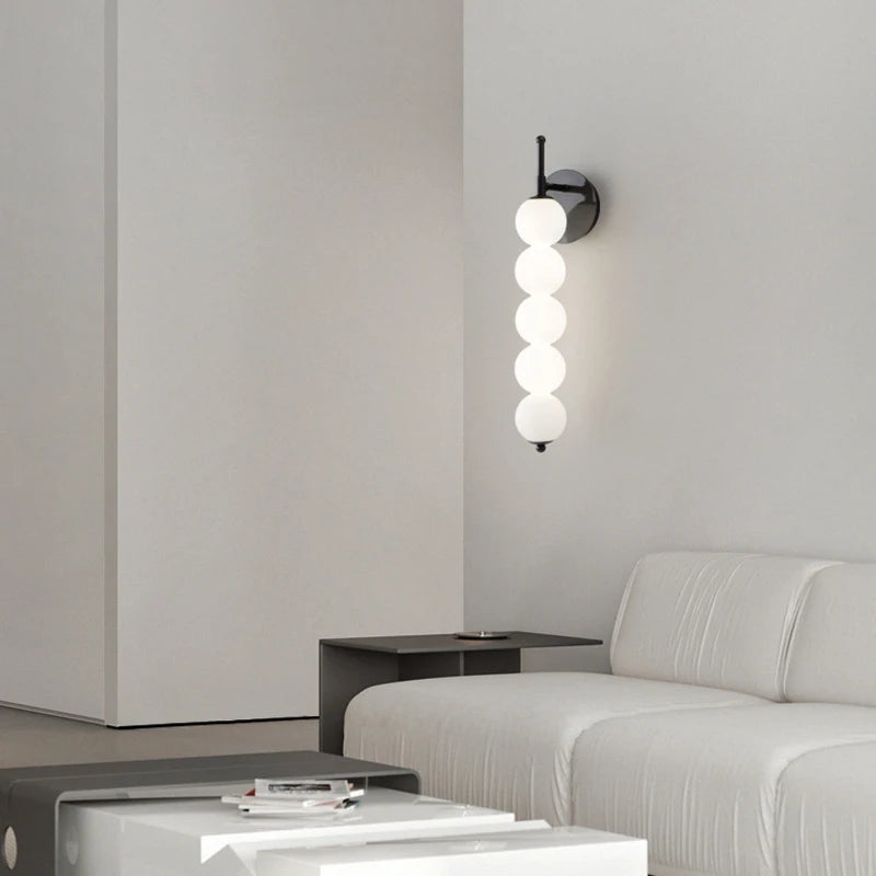 White glass ball designer wall light