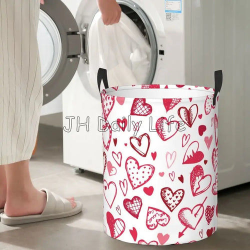 foldable love hearts laundry basket for storage - vue 9 sur 12