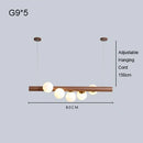 Modern walnut wood and glass chandelier for an elegant interior