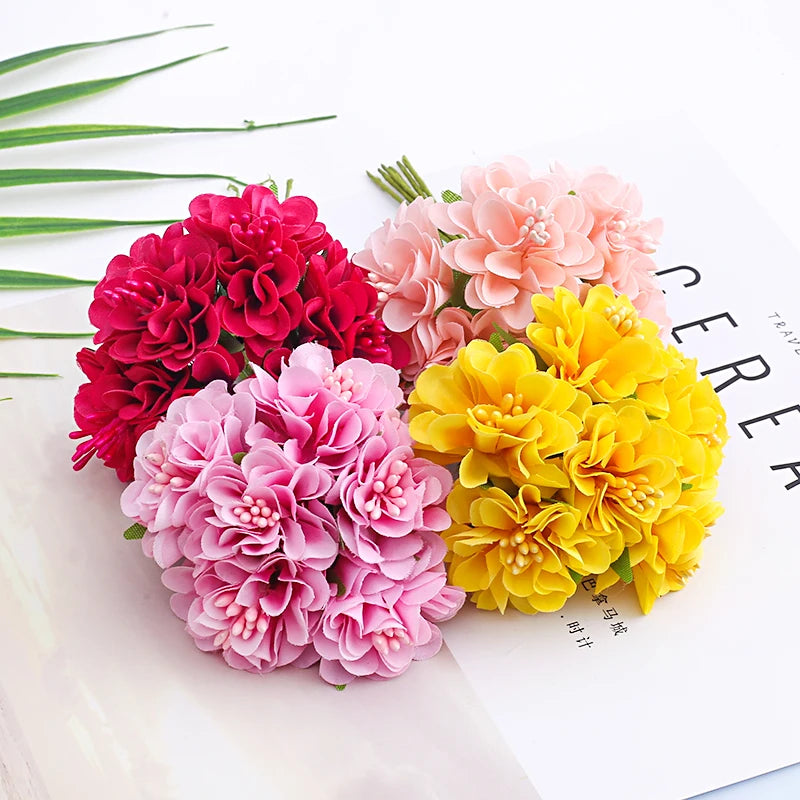 Mini artificial hydrangea flower bouquet for decoration and crafts - vue 5 sur 15
