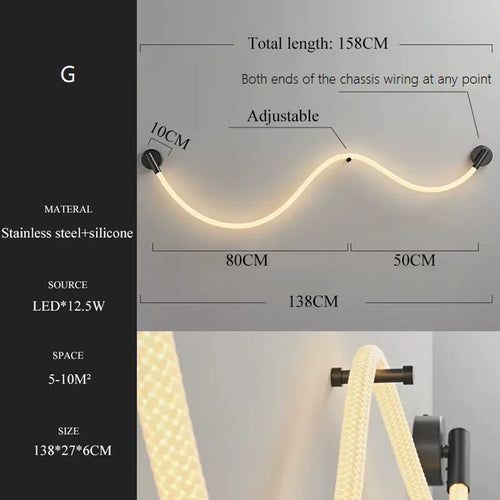Minimalist LED wall light in flexible woven silicone fibre - vue 17 sur 18