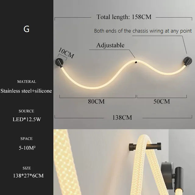 Minimalist LED wall light in flexible woven silicone fibre - vue 17 sur 18