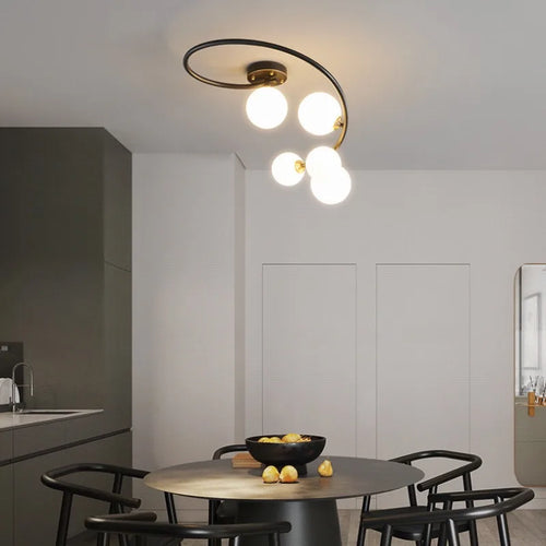 Modern irregular copper ceiling light with customisable LED lighting - vue 6 sur 9