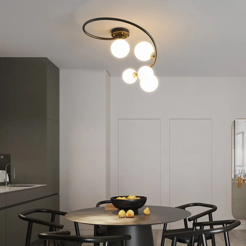 Modern irregular copper ceiling light with customisable LED lighting - vue 5 sur 9