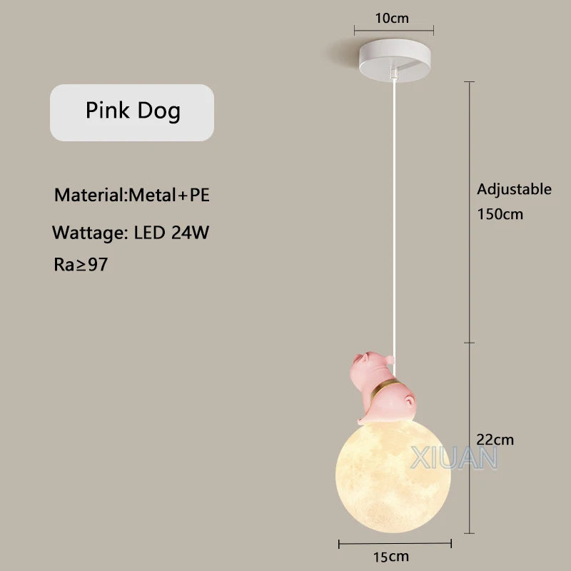 Cartoon animal pendant light for children astronaut cat unicorn