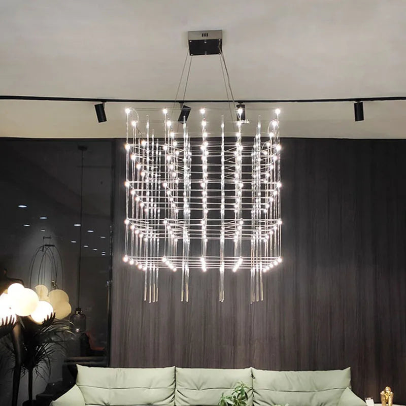 Square LED stainless steel pendant lamp with adjustable cord