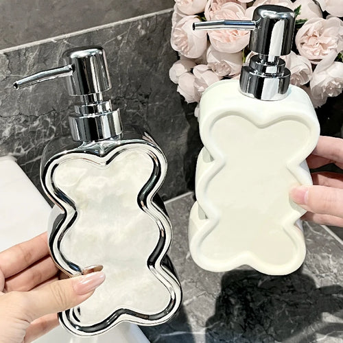 creative flower shaped ceramic bottle for gel and soap - vue 3 sur 10
