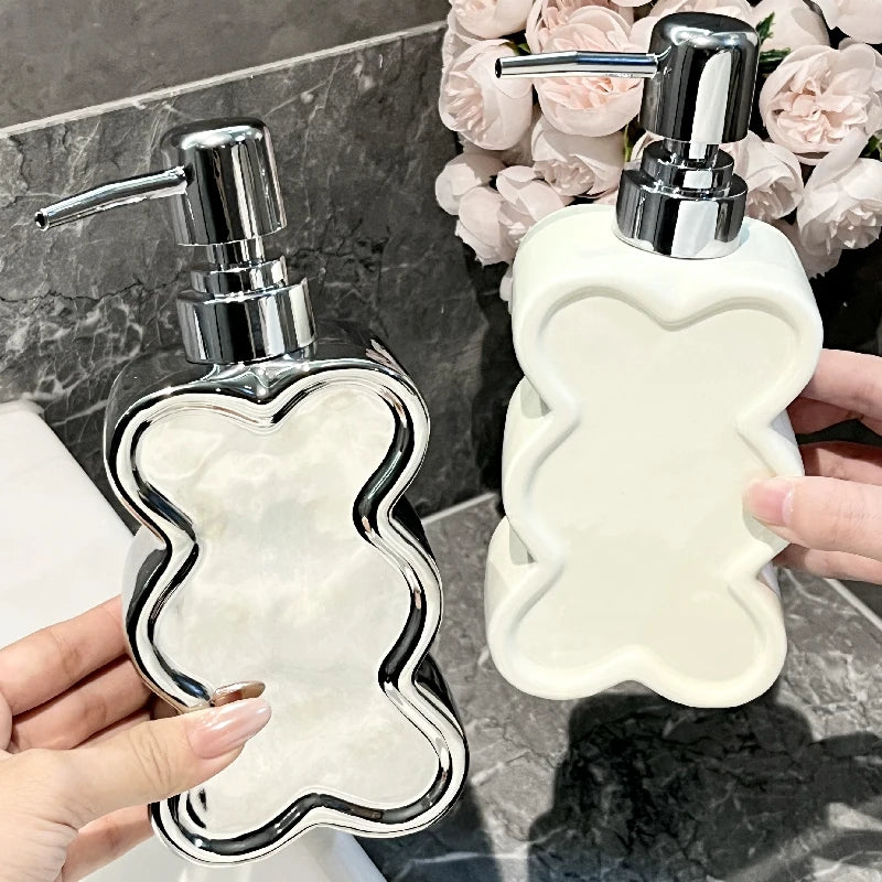 creative flower shaped ceramic bottle for gel and soap