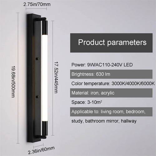 Modern cylindrical LED wall light for home decoration - vue 3 sur 9