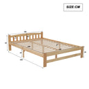 VSOGA 140/90 x 200 Cm, Solid Solid Wood Bed, Futon Bed, Double Bed, Solid Wood Natural Bed with Headboard and Slatted Frames,