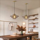 Retro wabi-sabi glass and wood minimalist chandelier