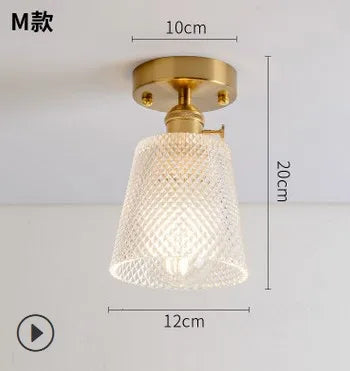 Modern Japanese retro carved glass ceiling light - vue 17 sur 18