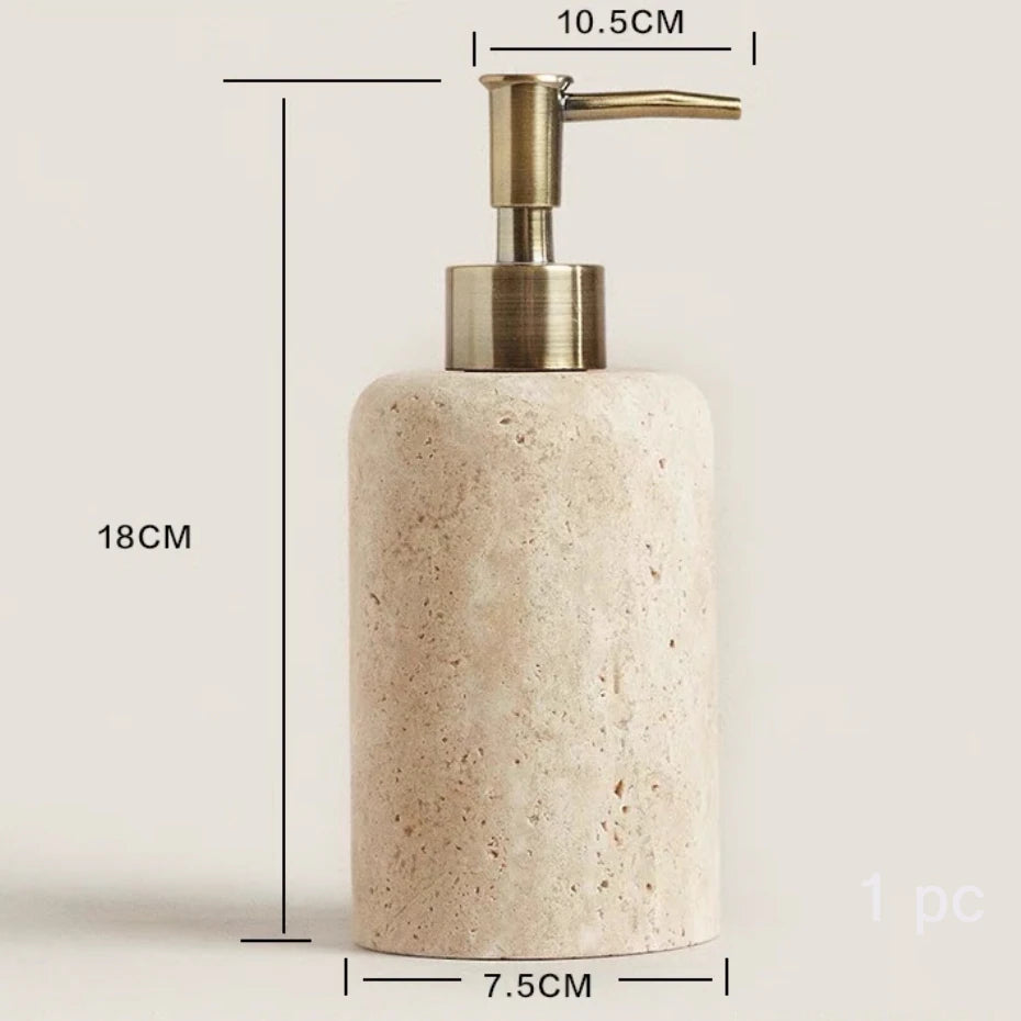 marble bathroom kit with gel holder and dispenser - vue 6 sur 8