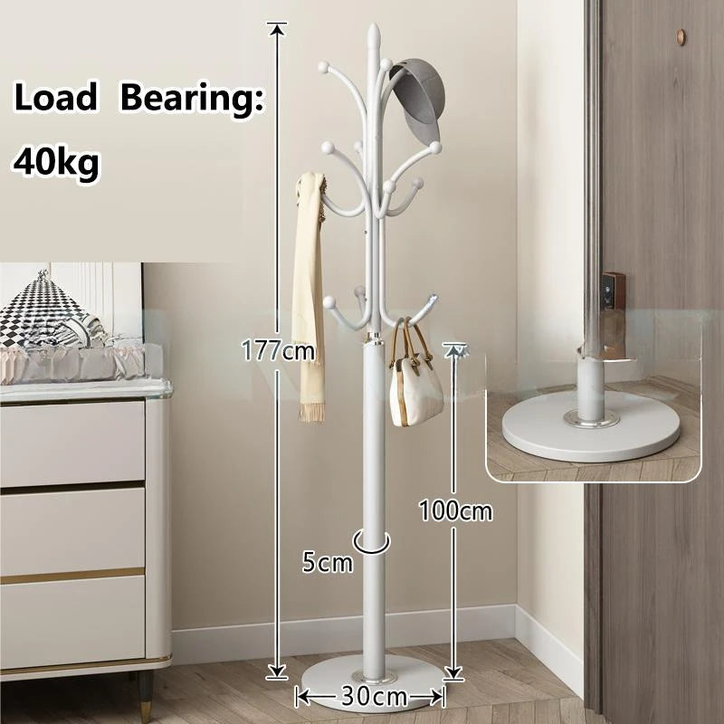 freestanding metal coat rack with 16 hooks and shelves