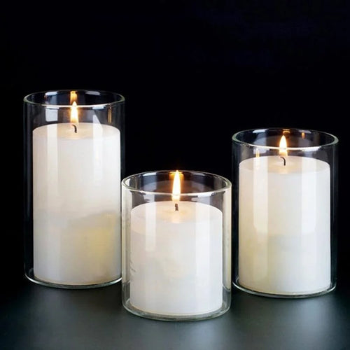 Transparent glass cup-shaped candle holders for festive home decoration - vue 5 sur 10