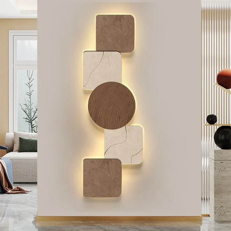 High-quality moon LED wall light with hanging artwork