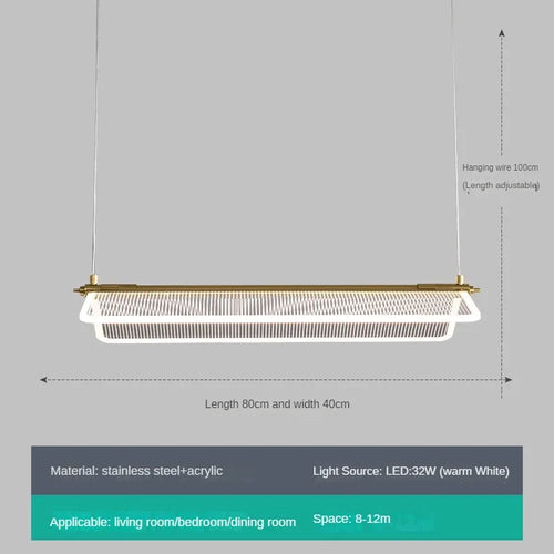 Adjustable rectangular acrylic chandelier for creative lighting - vue 8 sur 12