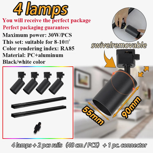 Dimmable track lighting kit for interior decoration - vue 3 sur 14