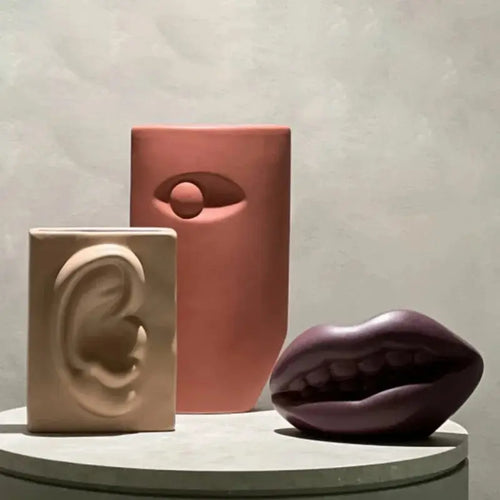 ceramic vase face art european style abstract decorative - vue 3 sur 8