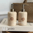 marble bathroom kit with gel holder and dispenser