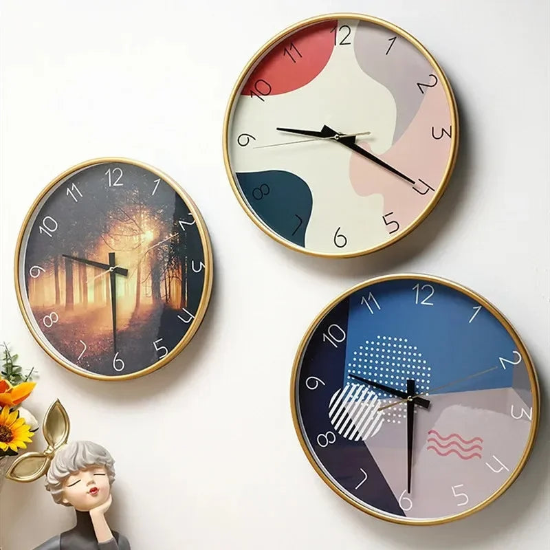 round glass wall clock for home decor