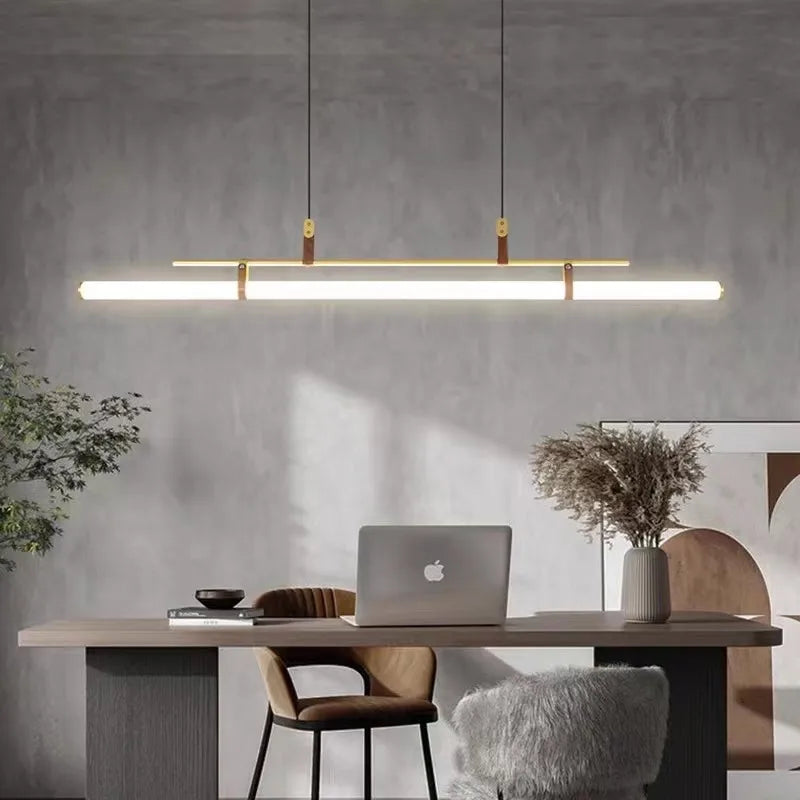 Vintage LED chandelier long lamp for dining room, office or kitchen island - vue 3 sur 11