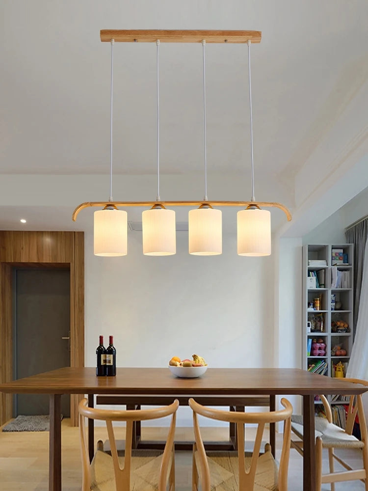 Nordic wooden and glass chandelier for indoor lighting