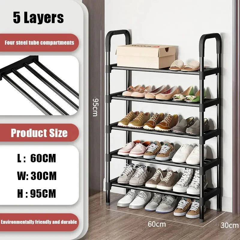 trendy space-saving 5-tier metal shoe rack - vue 8 sur 16
