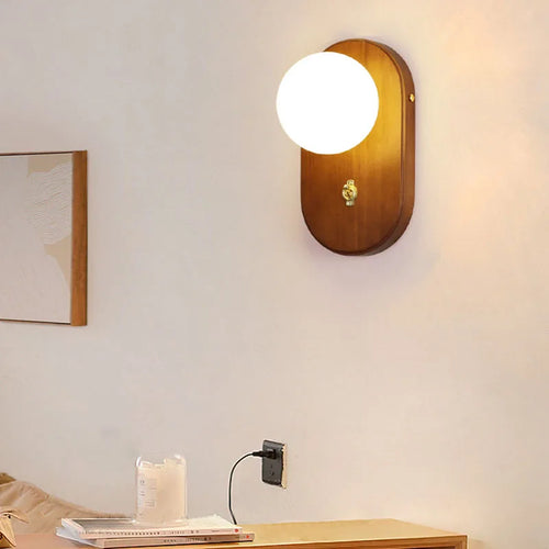 Wabi-sabi retro solid wood wall light with switch - vue 3 sur 8
