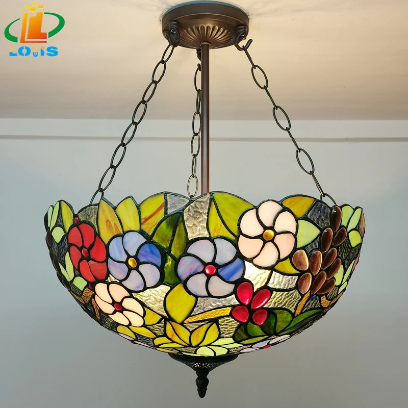 Tiffany style grape flower chandelier - vue 4 sur 6