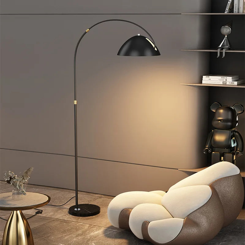 Modern minimalist black and gold marble floor lamp