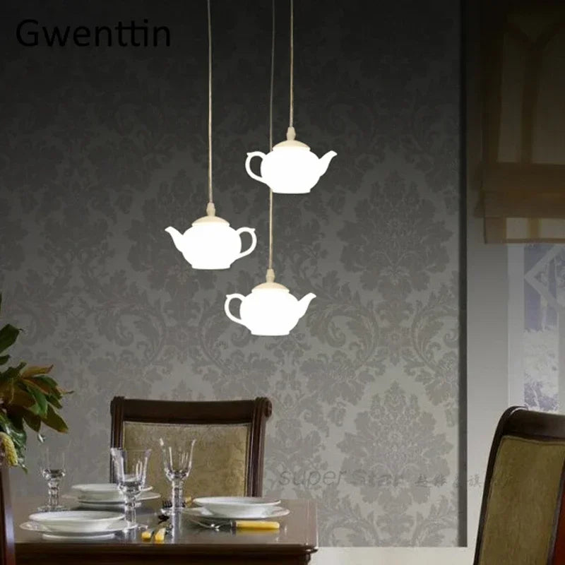 Modern LED teapot pendant light for Nordic interior decor