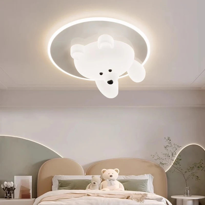 Cute bear and cloud-shaped children's ceiling lights - vue 3 sur 10