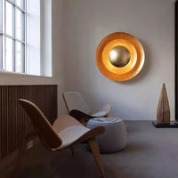 Vintage postmodern gold leaf wall light for hotel or villa