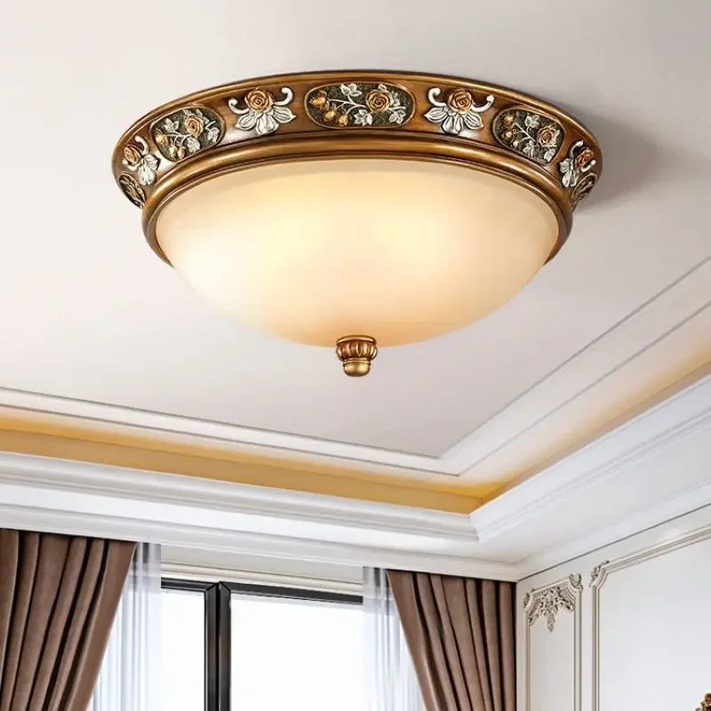 Round retro design LED ceiling lamps in European resin - vue 3 sur 15