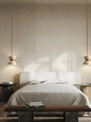 Japanese wabi-sabi style travertine bedside lamp modern decor
