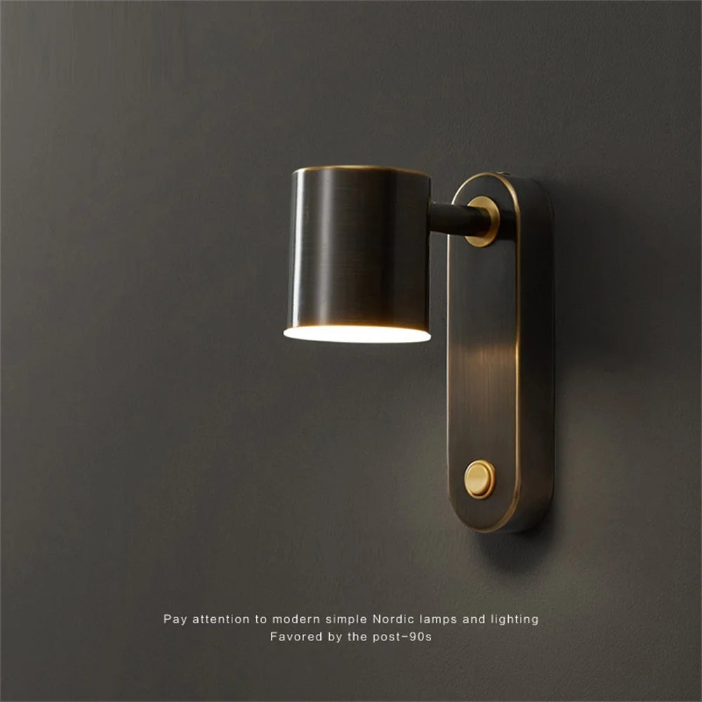 applique murale led pivotante en laiton avec interrupteur pour lecture - vue 4 sur 13