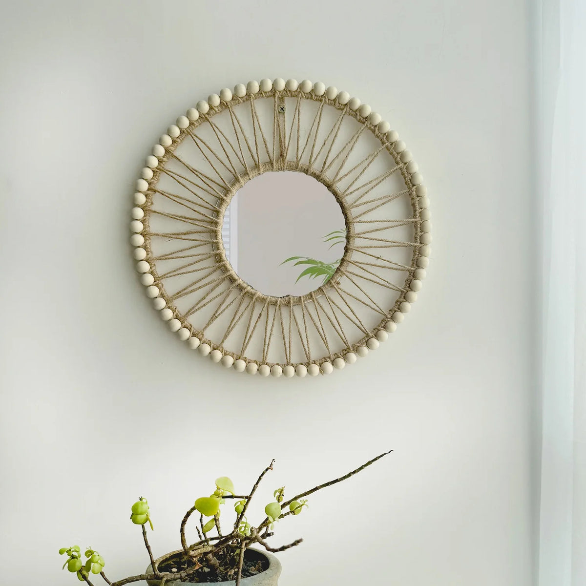miroir décoratif nordique tissé à la main pour intérieur élégant - vue 4 sur 7