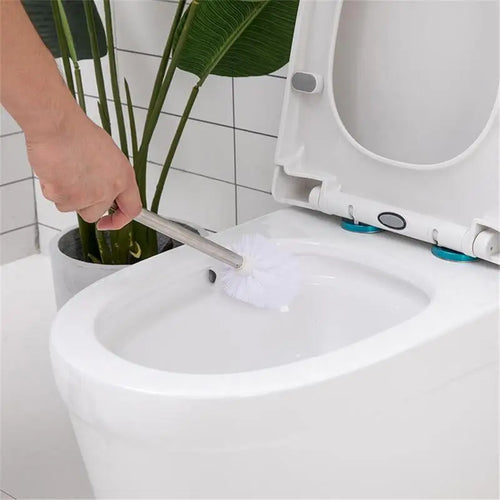 Plastic toilet brush with stainless steel handle and soft bristles - vue 8 sur 8