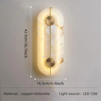 Round marble and gold copper LED wall light