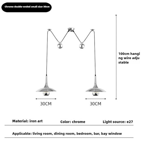 Modern flying saucer pendant light with pulley for bars and restaurants - vue 19 sur 18