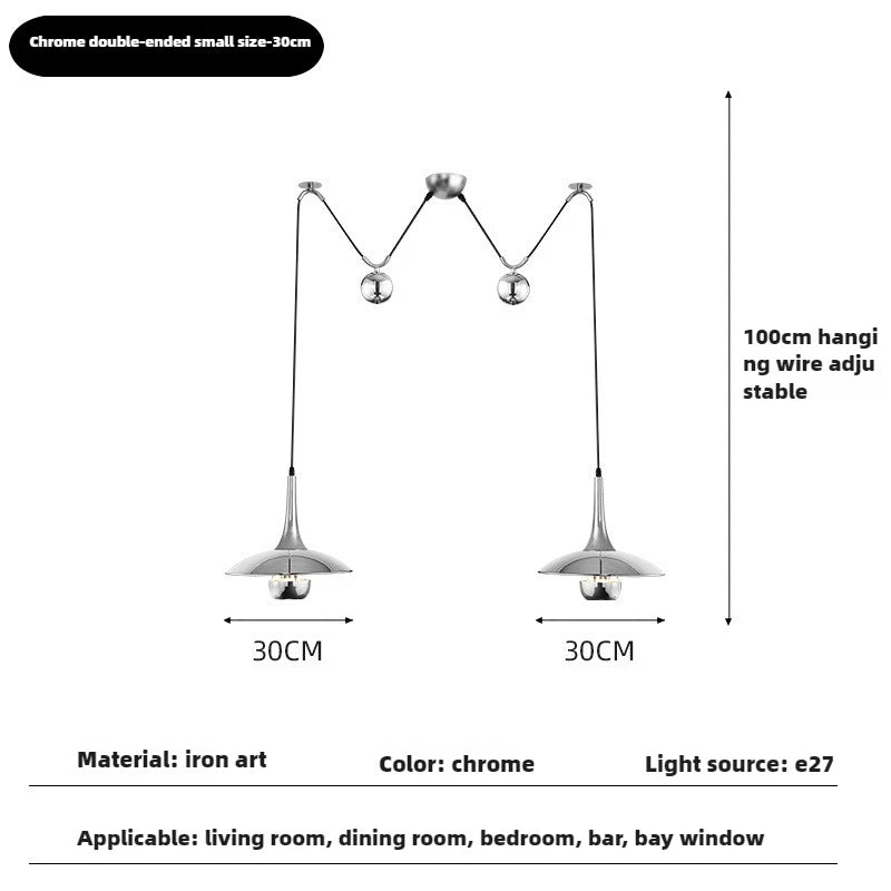 Modern flying saucer pendant light with pulley for bars and restaurants - vue 18 sur 18