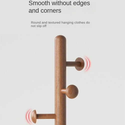 X&amp;D Solid Wood Coat Rack, Floor Hanging Clothes Rack Simple Modern Bag Rack Bedroom Household Single Pole Vertical Drying Rack - vue 3 sur 12