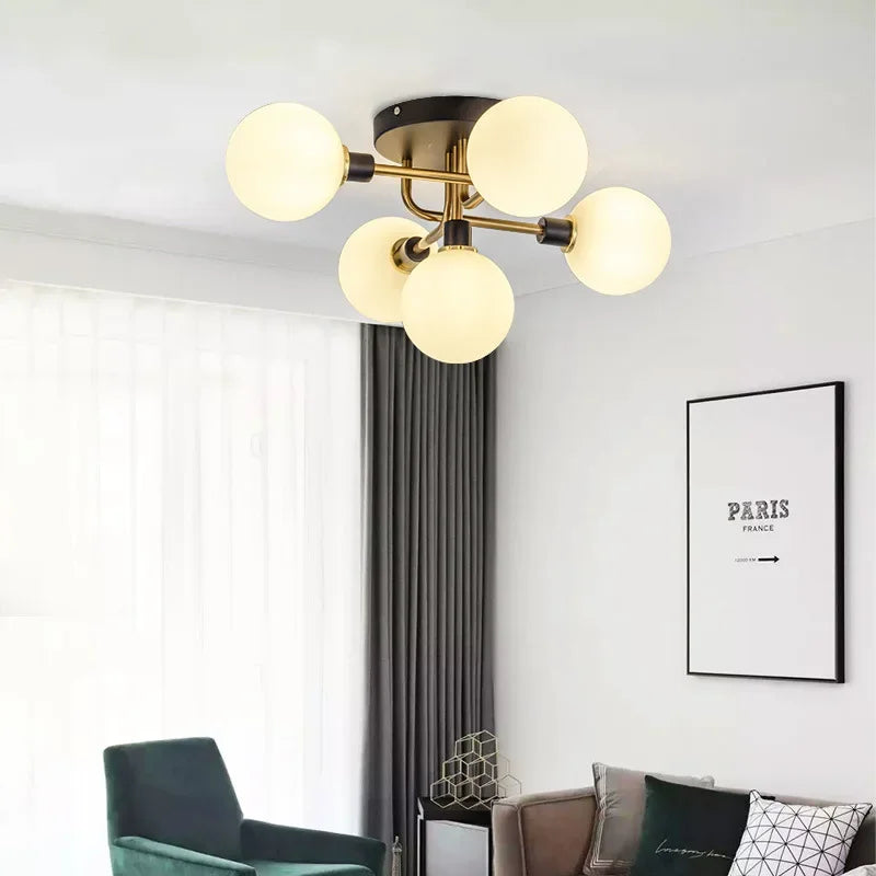 Designer glass LED ceiling light for indoor decor - vue 3 sur 18