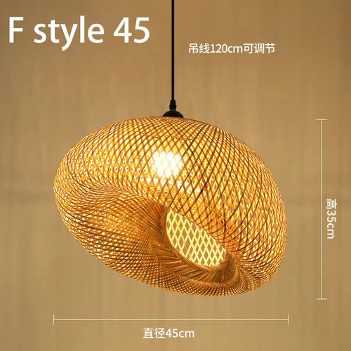 Handmade Chinese style bamboo chandelier with vintage pastoral weaving - vue 10 sur 30