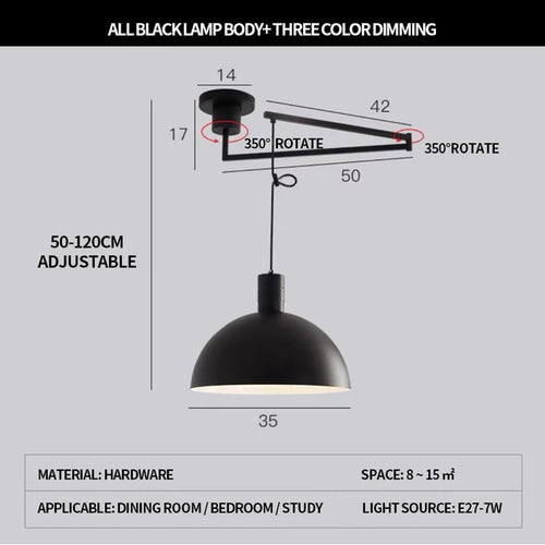 Modern foldable Nordic design telescopic chandelier for contemporary interiors - vue 15 sur 14