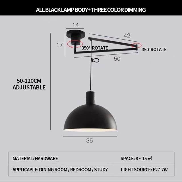 Modern foldable Nordic design telescopic chandelier for contemporary interiors - vue 14 sur 14