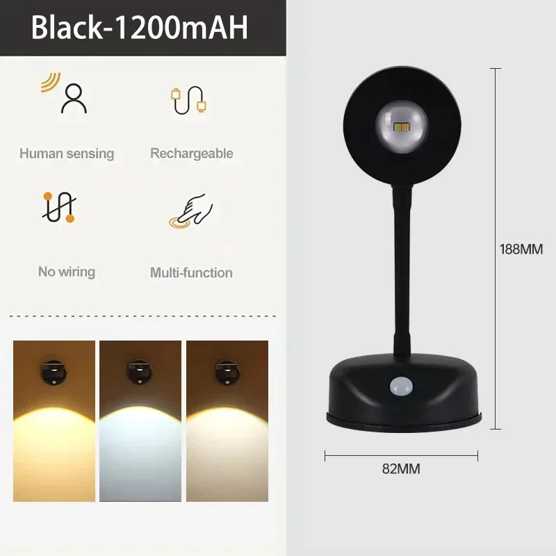 Smart wireless wall light with human detection and dimmable brightness